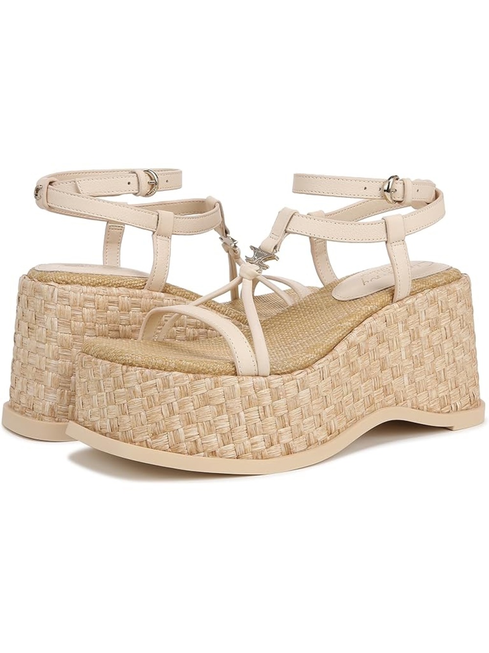 Sam Edelman Circus Beige Woven Platform Ankle-Strap Sandals